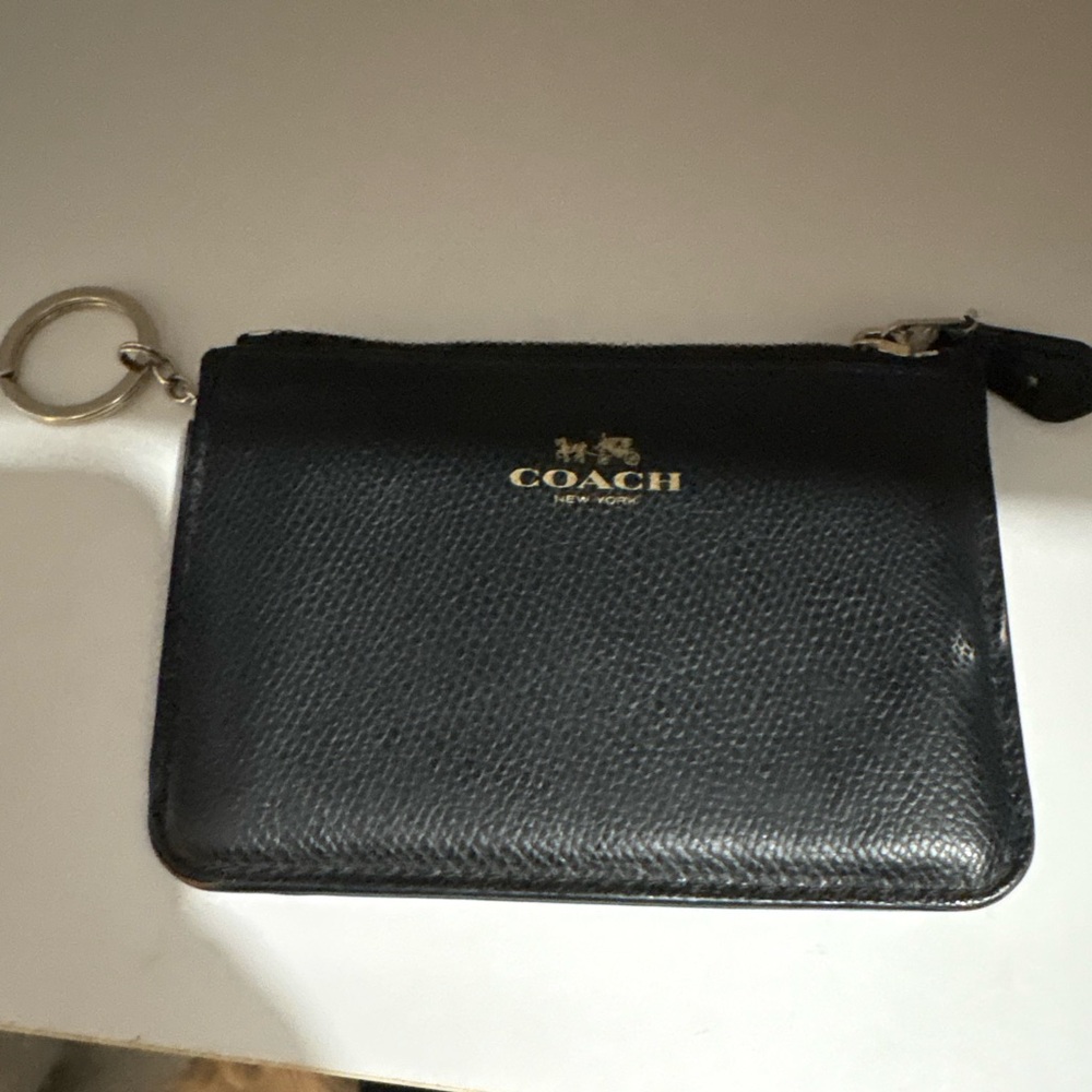 Coach Black Leather Pouch with Key Ring